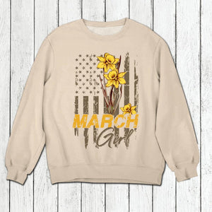 Personalized Birthday month flower March girl Sweatshirt, Tshirt Printed QTDT0102