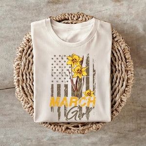 Personalized Birthday month flower March girl Sweatshirt, Tshirt Printed QTDT0102