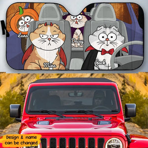 Personalized Cat Halloween Cat Lovers Gift Car Shade Printed MTDNL23363