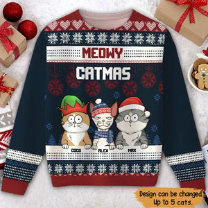 Personalized Meowy Catmas Cat Xmas Christmas Gift Sweater Printed QTHN23539