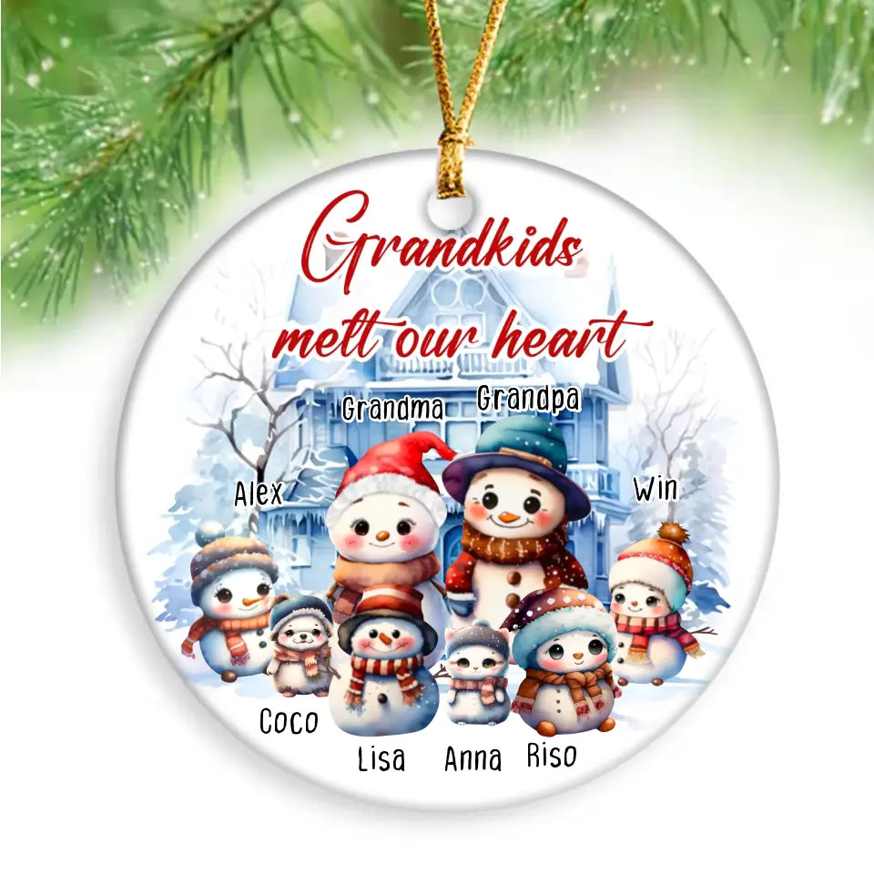 Personalized Grandkids Melt Our Hearts Nana Ceramic Ornament Printed HTHHN23731
