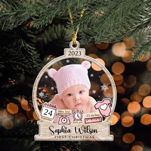 Personalized Bayby's First Christmas 2023 Wooden Ornament 2 Layer Printed NTMTHN23758