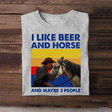 Personalized Upload Your Horse Photo I Like Beer And Horse And Maybe 3 People T-shirt Printed KVH23919