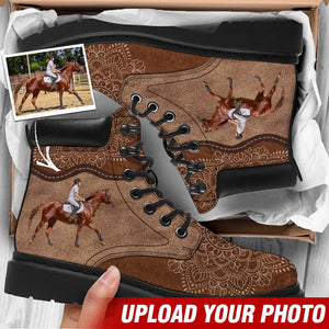Personalized Upload Your Horse Photo Leather Boots Printed VQ23933
