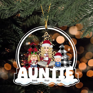 Personalized Auntie & Kids Custom Name Christmas Gift Acrylic Ornament Printed HN231099