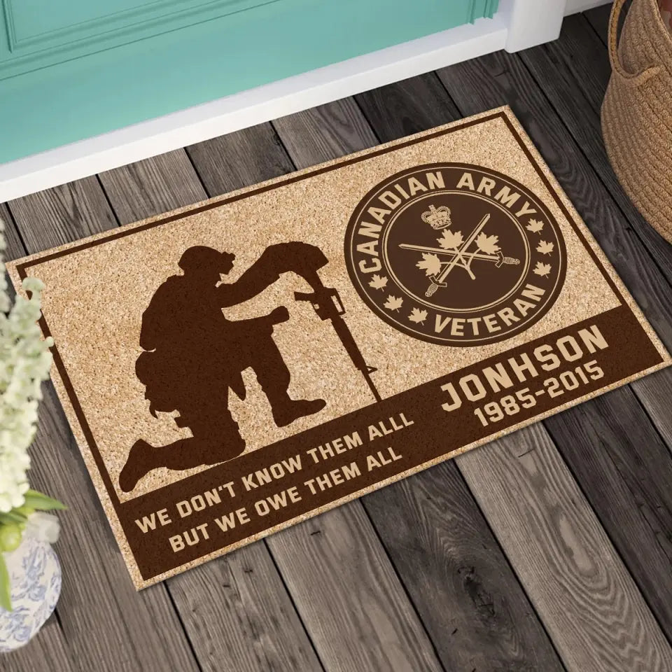 Personalized Canadian Army Veteran Custom Name & Time Doormat Printed KVH231152