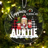 Personalized Happiness Is Being An Auntie & Kid Names Christmas Gift Acrylic Ornament Printed LVA231265