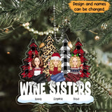 Personalized Wine Sisters Christmas Tree Xmas Gift Acrylic Ornament Printed HN231278