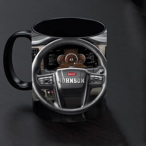 Personalized Truck Driver Dashboard Inside View Custom Name Black Mug Printed KVH231351