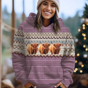 Personalized Upload Your Highland Cattle Photo Gift For Farmers Knitting Hoodie 3D Printed HN231393