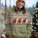 Personalized Upload Your Highland Cattle Photo Gift For Farmers Knitting Hoodie 3D Printed HN231393