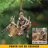 Personalized Upload Your Photo Girl Deer Hunting Acrylic Ornament Printed KVH231455