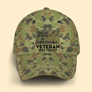 Personalized Australia Defend Force Veteran Retired Custom Served Time Cap QTKH1501