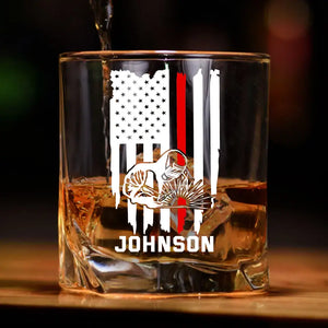 Personalized Thin Red Line Welder Custom Name Whiskey Glass Printed QTKVH231512