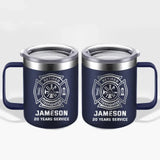 Personalized Retired Firefighter Custom Name & Time Laser Handle Cup Printed QTKVH231534