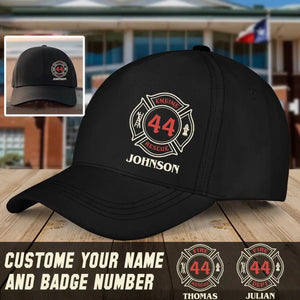 Personalized Firefighter Badge Black Cap QTLVA1711
