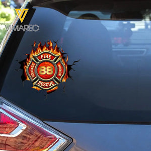 Personalized Firefighter Badge Fire Decal Printed QTVQ2441