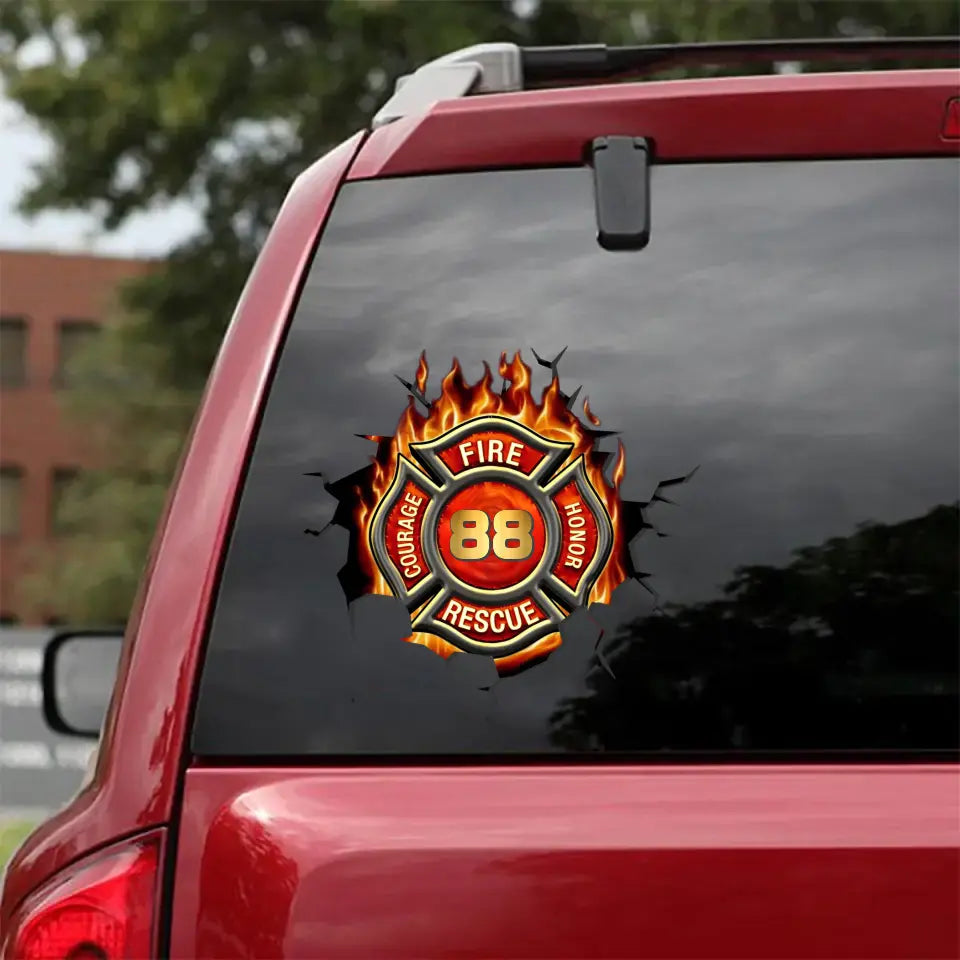 Personalized Firefighter Badge Fire Decal Printed QTVQ2441