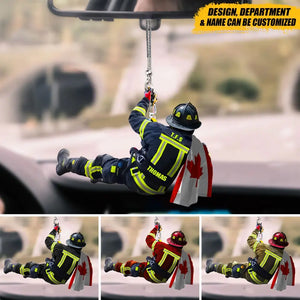 Personalized Canadian Firefighter Custom Name & Department Car Hanging Ornament LVA24106