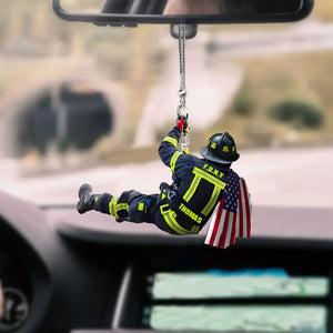 Personalized US Firefighter Custom Name & Department Car Hanging Ornament LVA24106