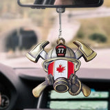Personalized Canadian Firefighter Custom Name Car Hanging Acrylic/Aluminium Ornament Printed QTVQ24108