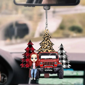 Personalized Jeep Girl Custom Name Car Hanging Acrylic Ornament Printed KVH24120