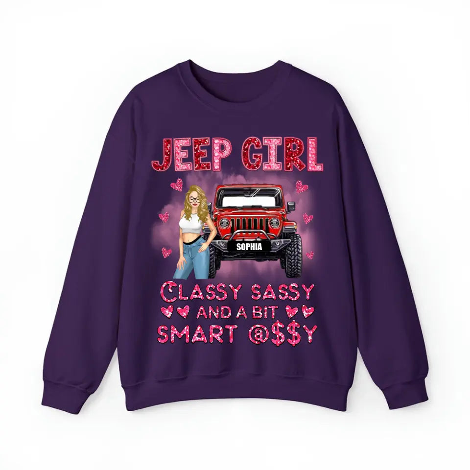 Personalized Jeep Girl Classy Sassy And A Bit Smart Assy Valentine Day's Gift Sweatshirt 2D Printed LVA24147