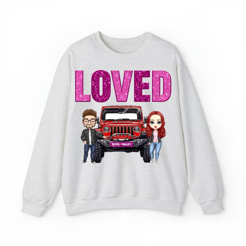Personalized Couple Jeep Loved Valentine's Day Gift Sweatshirt or Hoodie Printed HN24165