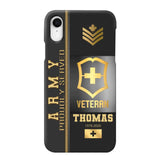 Personalized Army Proudly Served Swiss Veteran Gold Rank Camo Phonecase Printed AHVQ24295