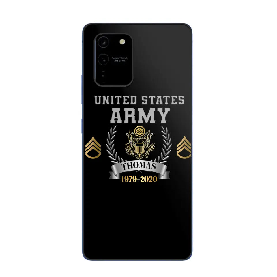 Personalized US Army Rank Camo Custom Name & Time Phonecase Printed AHVQ24540