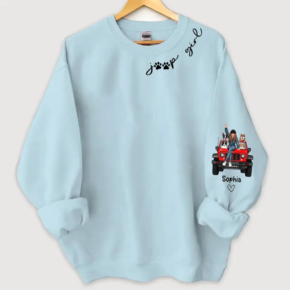 Personalized Jeep Girl & Dog Custom Name Sweatshirt Printed HN24661