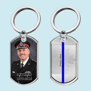 Personalized Upload Your Photo Retired Canadian Police Custom Name & Time Keychain Printed QTVQ24669