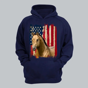 Personalized Upload Your Horse Flag Photo Tshirt Printed 23MAR-DT14