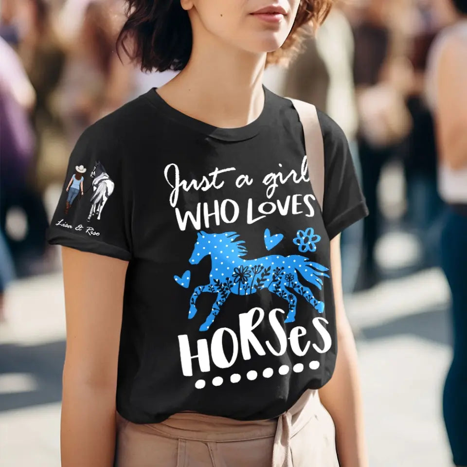 Personalized Just A Girl Who Loves Horses T-shirt Printed HN24704