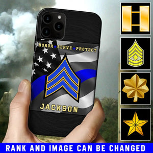 Personalized Honor Serve Protect US Police Branch Rank Camo Custom Name Phonecase Printed KVH24724