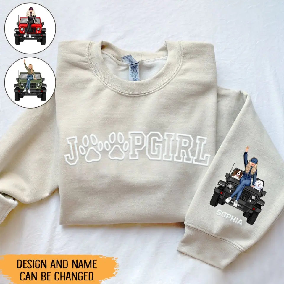 Personalized Jeep Girl & Dogs Jeep Lovers Dog Lovers Gift Sweatshirt Printed HN24727