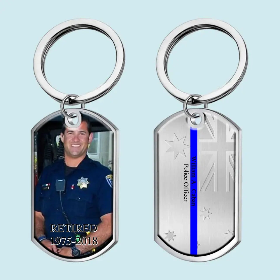 Personalized Upload Your Photo Retired Australian Police Custom Name & Time Keychain Printed QTVQ24669