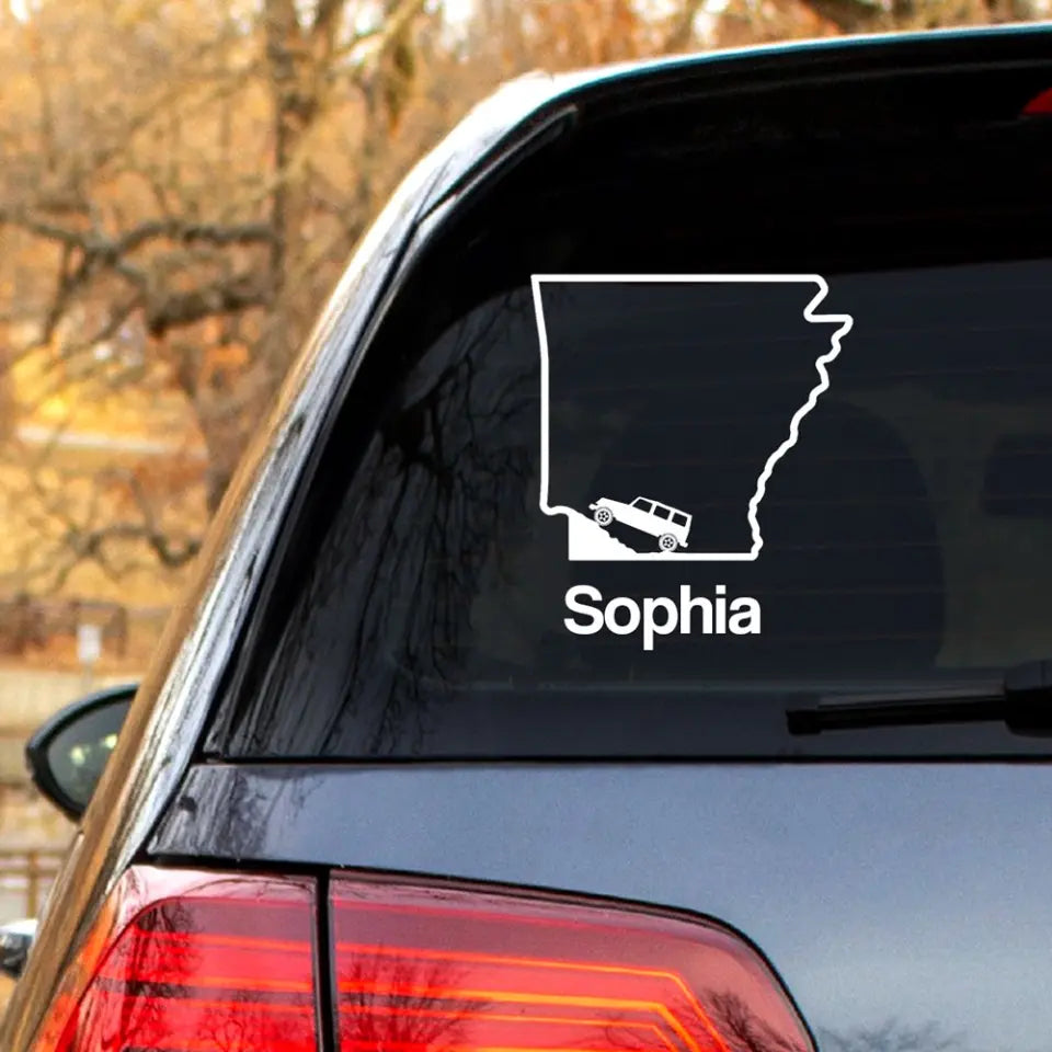 Personalized US State Map & Jeep Car Custom Name Decal Printed QTHN24776