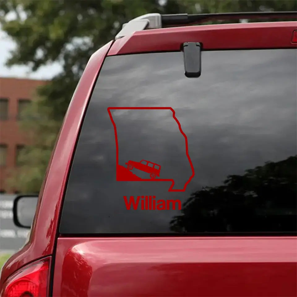 Personalized US State Map & Jeep Car Custom Name Decal Printed QTHN24776