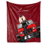 Personalized Jeep Girl Custom Name Sherpa or Fleece Blanket Printed HN24778