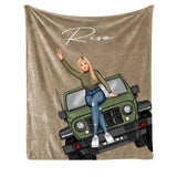 Personalized Jeep Girl Custom Name Sherpa or Fleece Blanket Printed HN24778