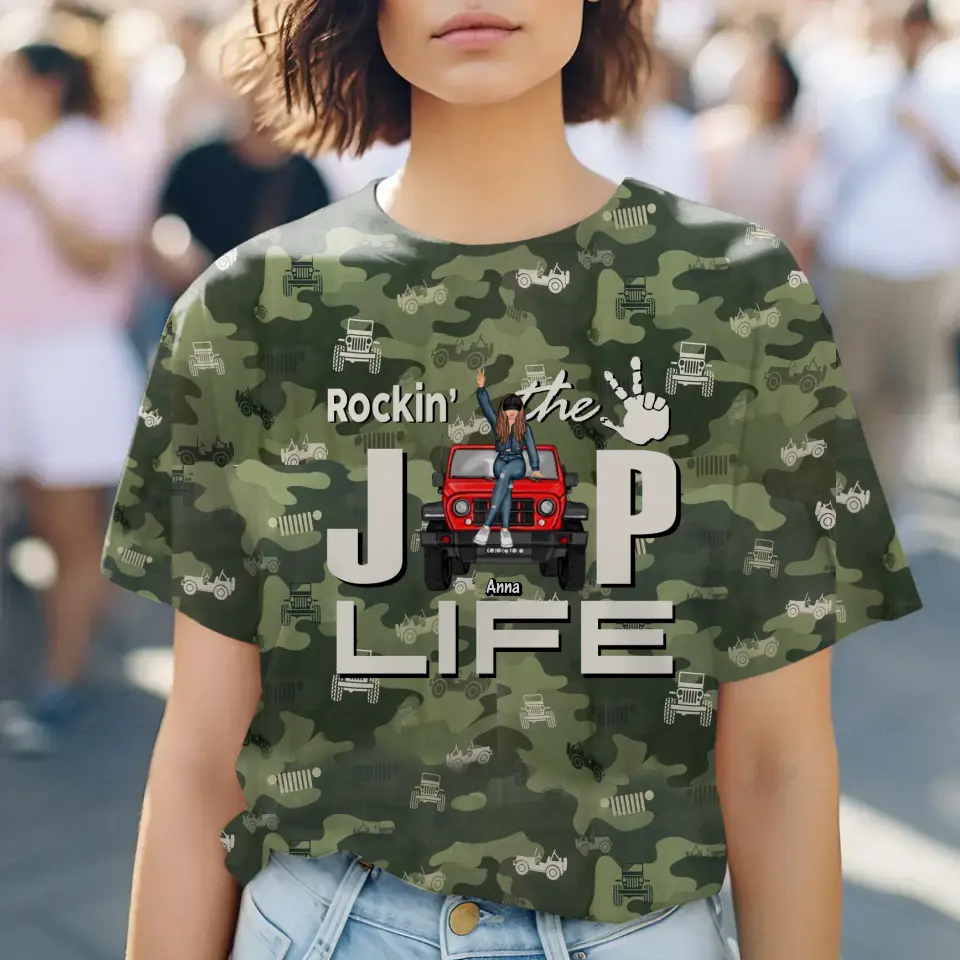 Personalized Rockin' The Jeep Girl Life Camo Tshirt Printed 24810HN