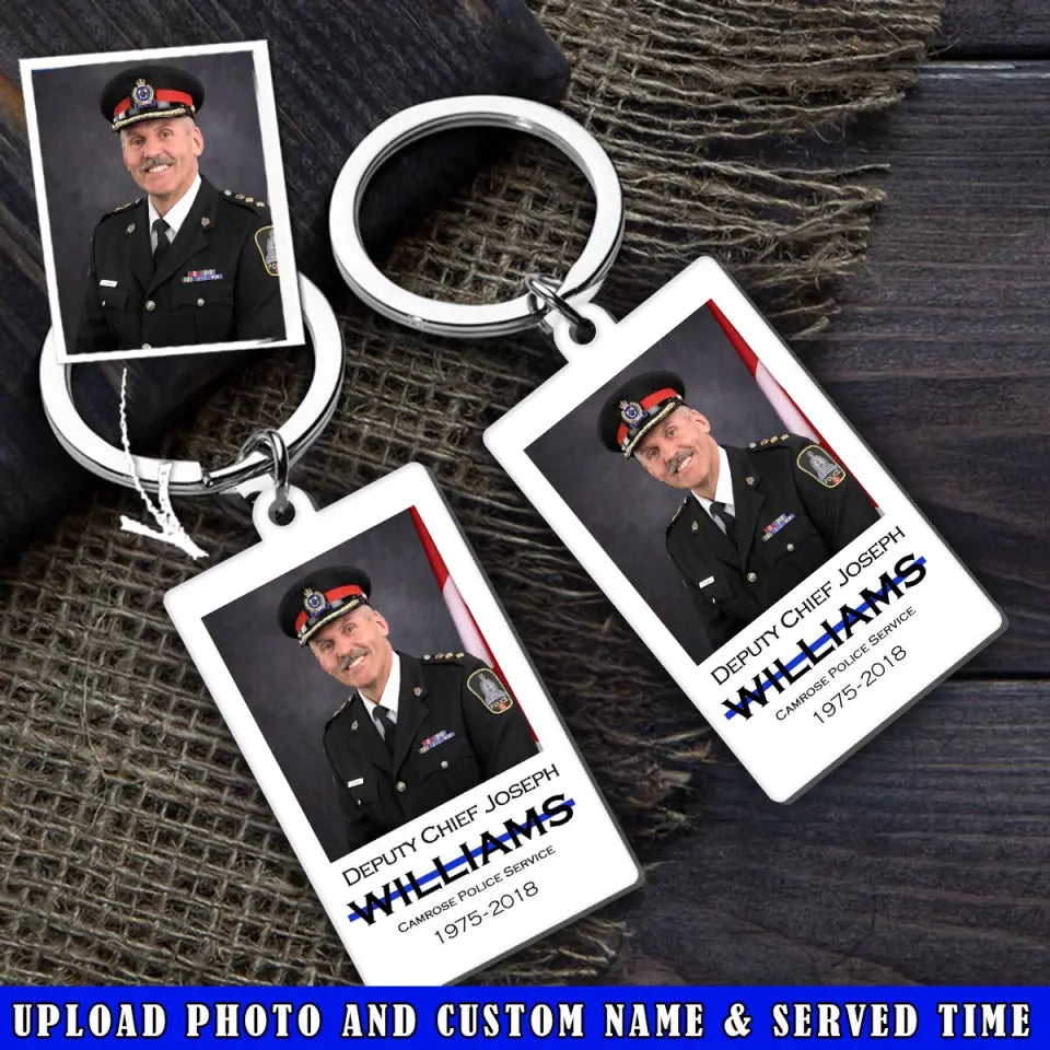 Personalized Upload Your Photo Canadian Police Custom Name & Department Acrylic Keychain Printed VQ24822