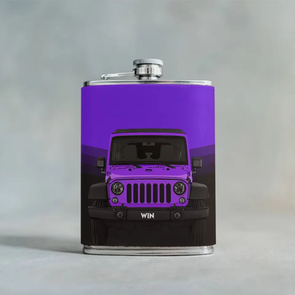 Personalized Jeep Car Custom Name Leather Flask Printed HN24817