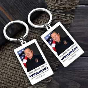 Personalized Upload Your Photo US Police Custom Name & Department Acrylic Keychain Printed VQ24822