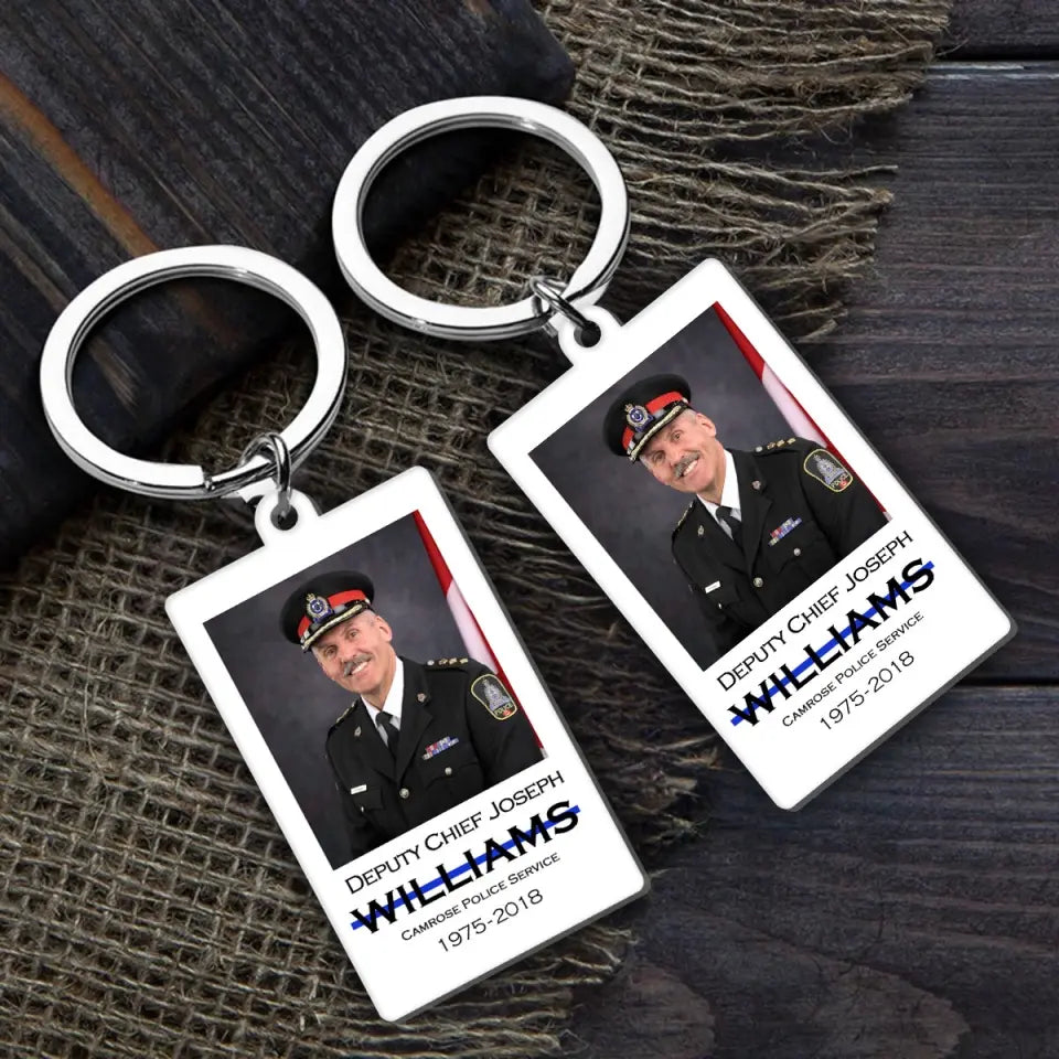 Personalized Upload Your Photo Canadian Police Custom Name & Department Acrylic Keychain Printed VQ24822
