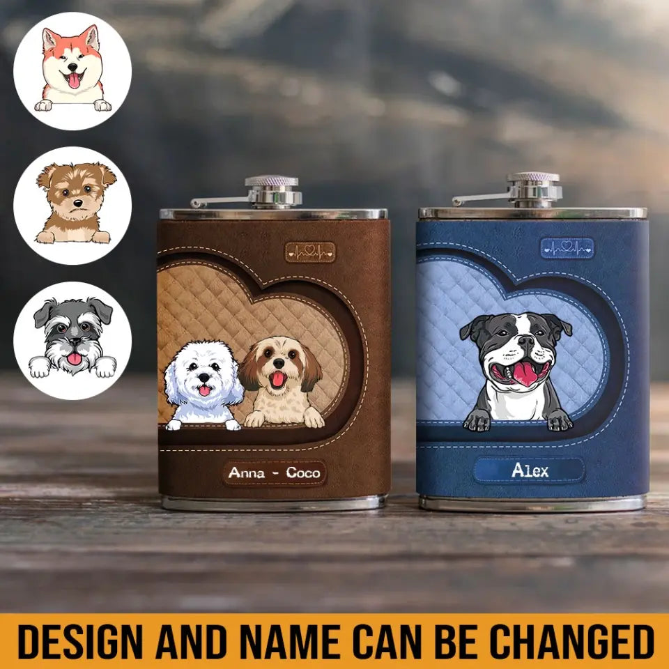 Personalized Dog Cute Dog Lovers Gift Leather Flask Printed HN24825