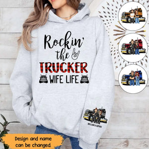 Personalized Rockin' The Trucker Wife Life Hoodie 2D Printed HN24931