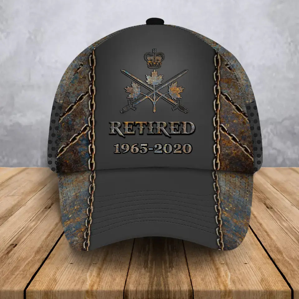 Personalized Canadian Veteran Retired Custom Time & Logo 3D Cap QTHN24975