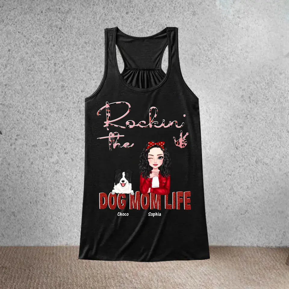 Personalized Rockin' The Dog Mom Life Legging & Women's Flowy Racerback Tank Printed HN241378